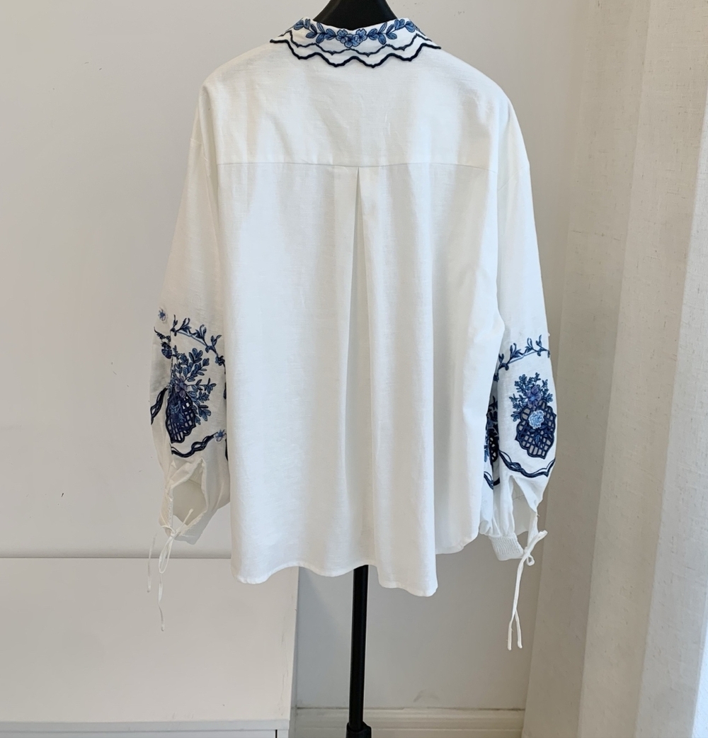 Agua By Agua Bendita Abadía appliquéd embroidered linen shirt - Picture 12 of 15